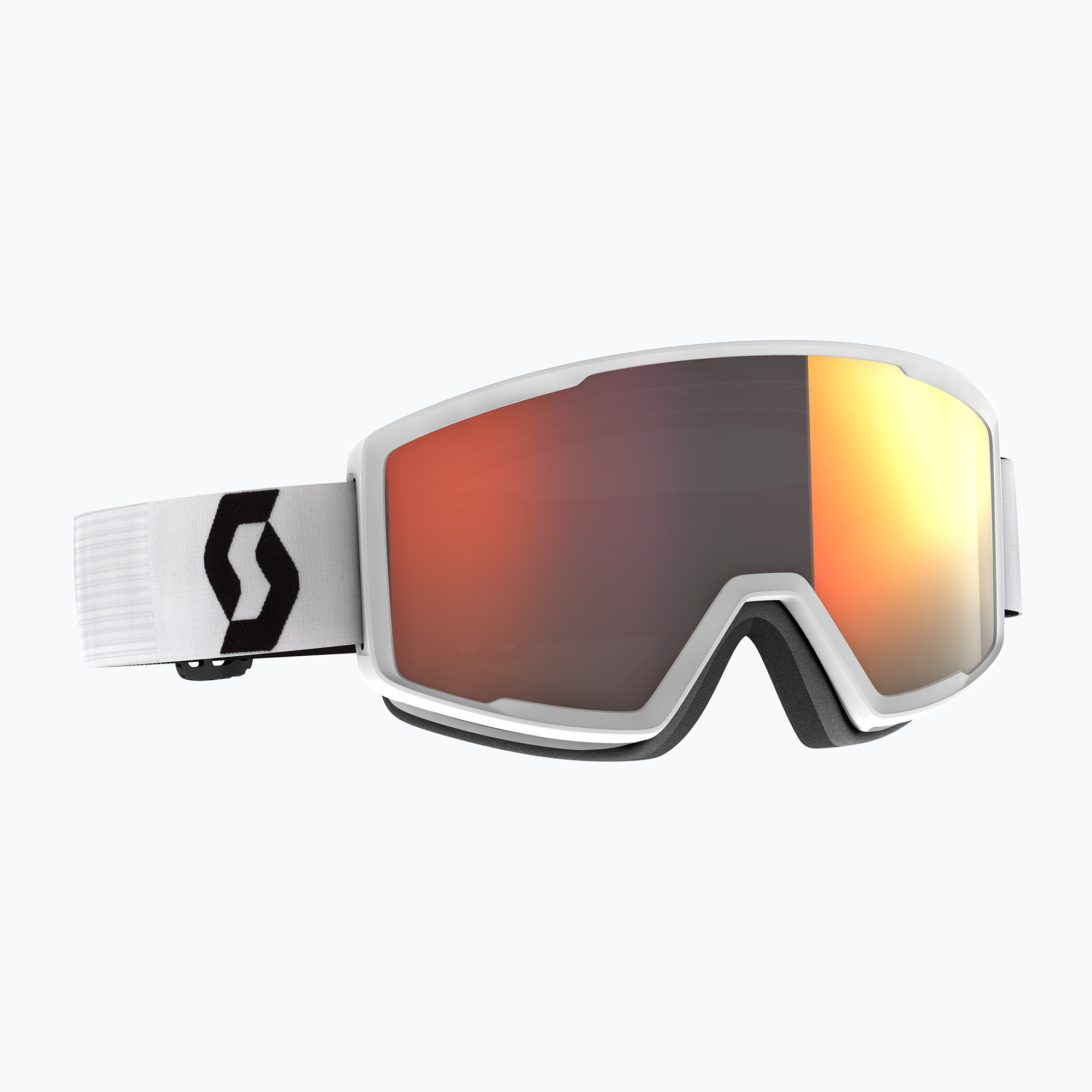 SCOTT Factor Pro mineral white/black/solar red chrome ski goggles (S-M)