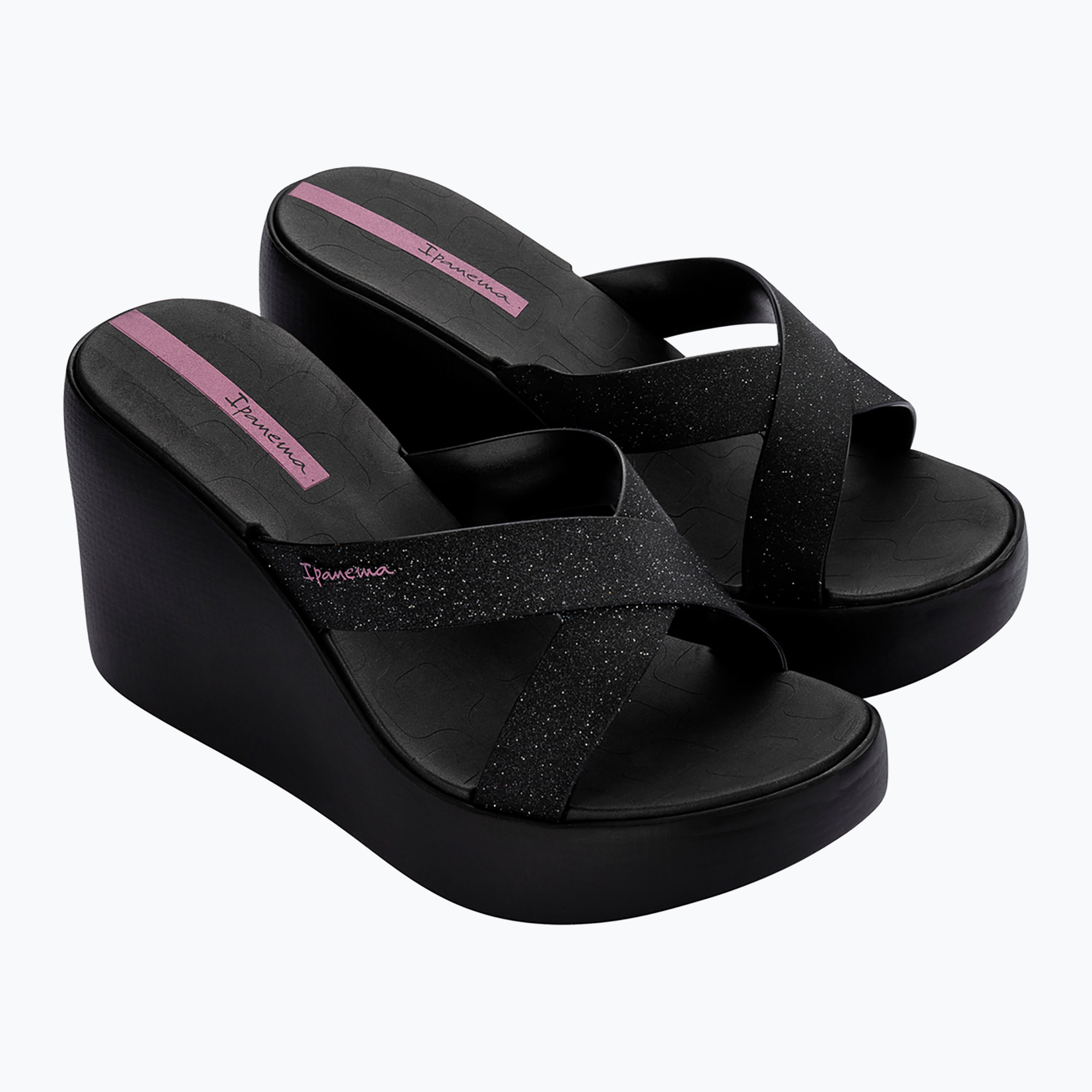 Women's Ipanema High Fashion II Slide black/glitter black/lilac flip-flops (37 EU)