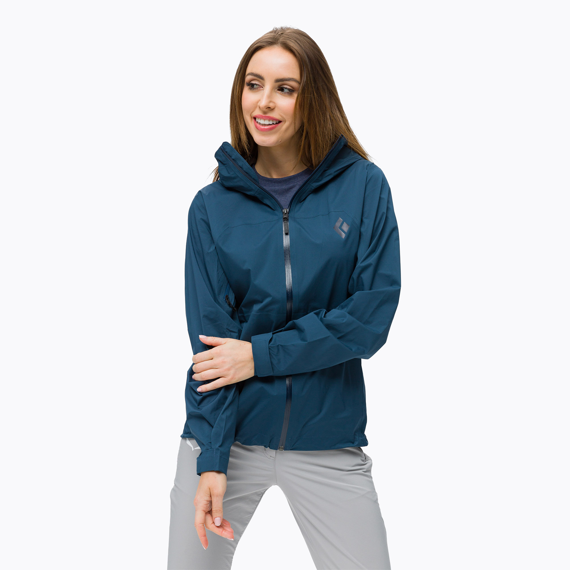 Women's Black Diamond Stormline Stretch membrane rain jacket in navy blue APM6974014XSM1 (XS)