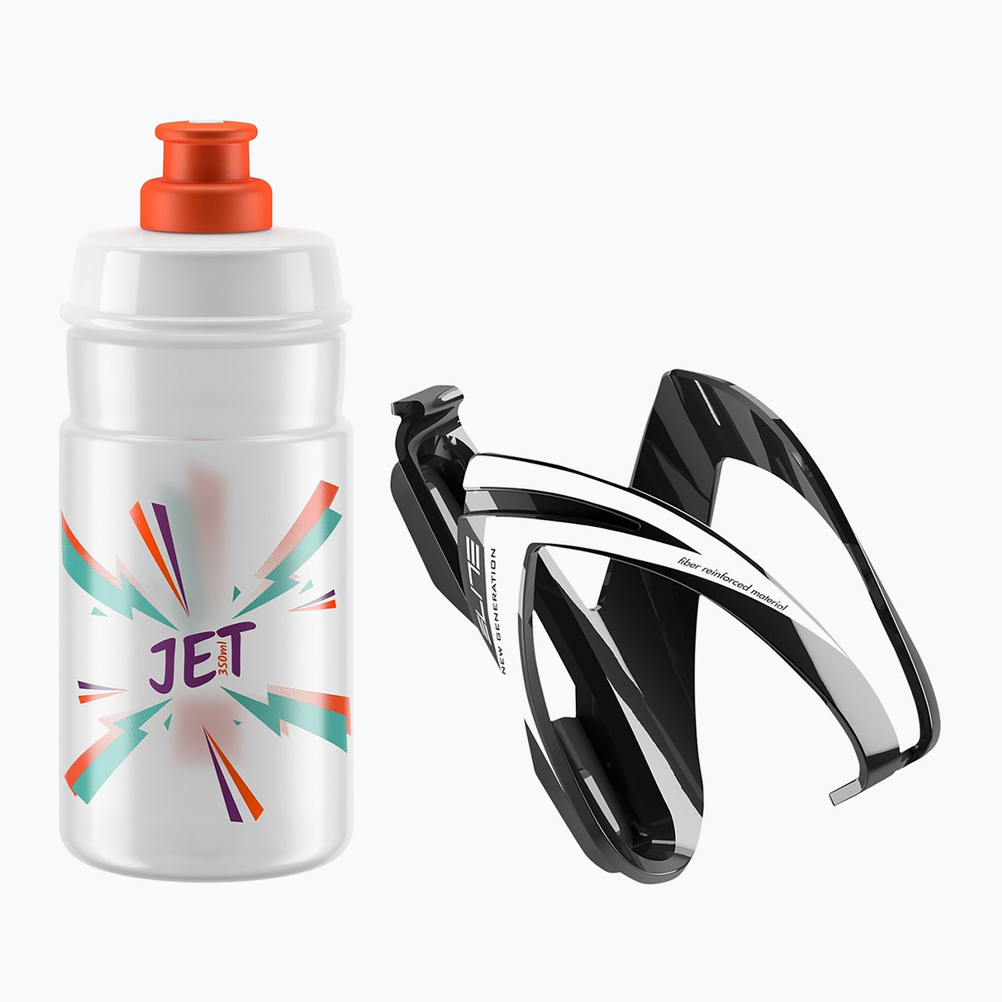 Elite CEO Jet bike kit basket + bidon 350 ml black glossy/white graphics/clear/logo orange (350 ml)