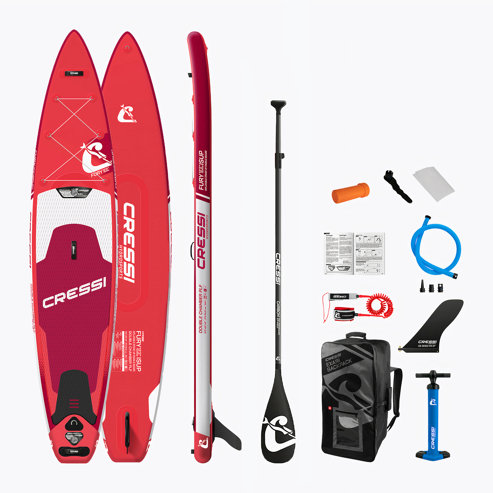 SUP board Cressi Fury Touring DC iSUP red NA051280 (374 cm)