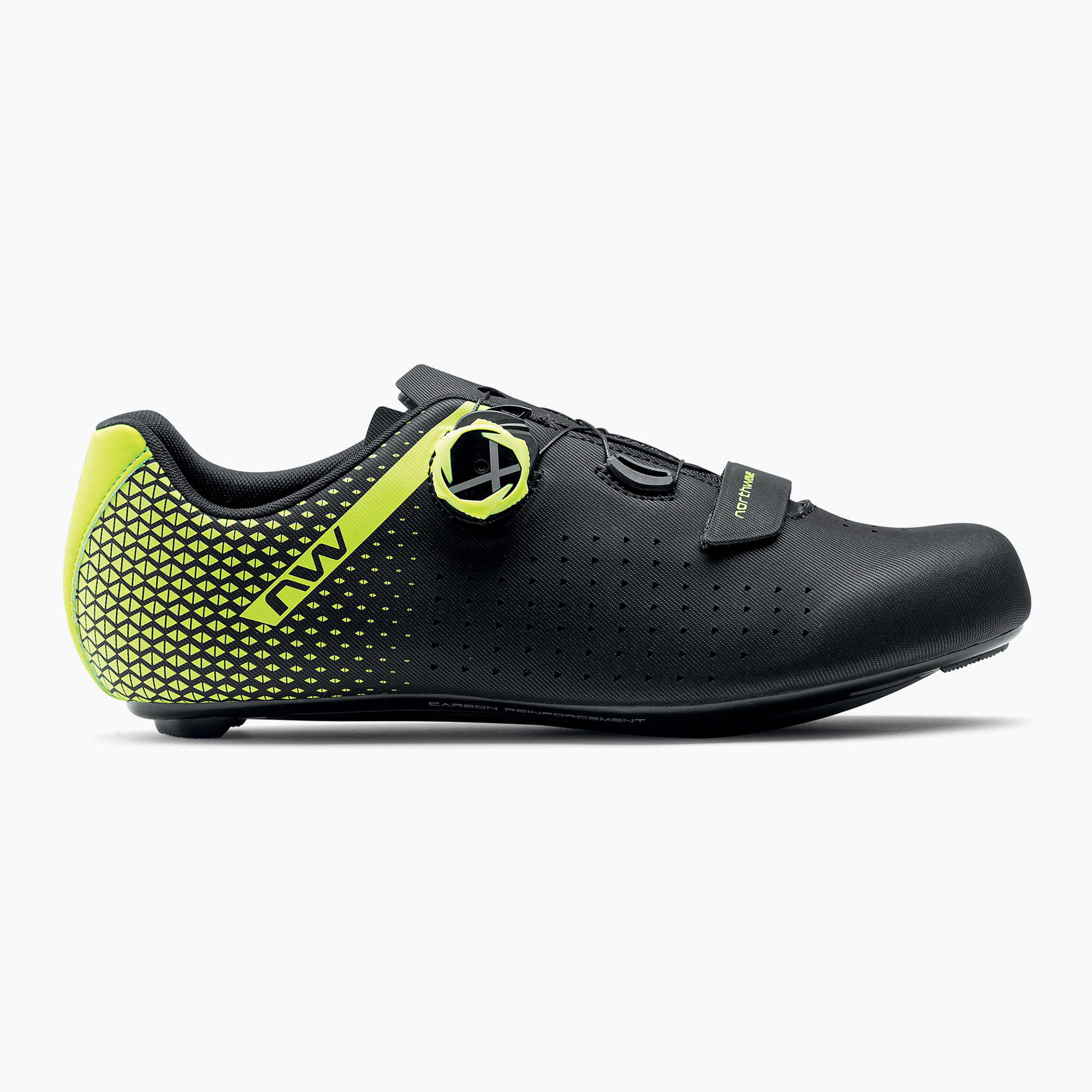 Northwave Core Plus 2 men's road shoes black/yellow fluo