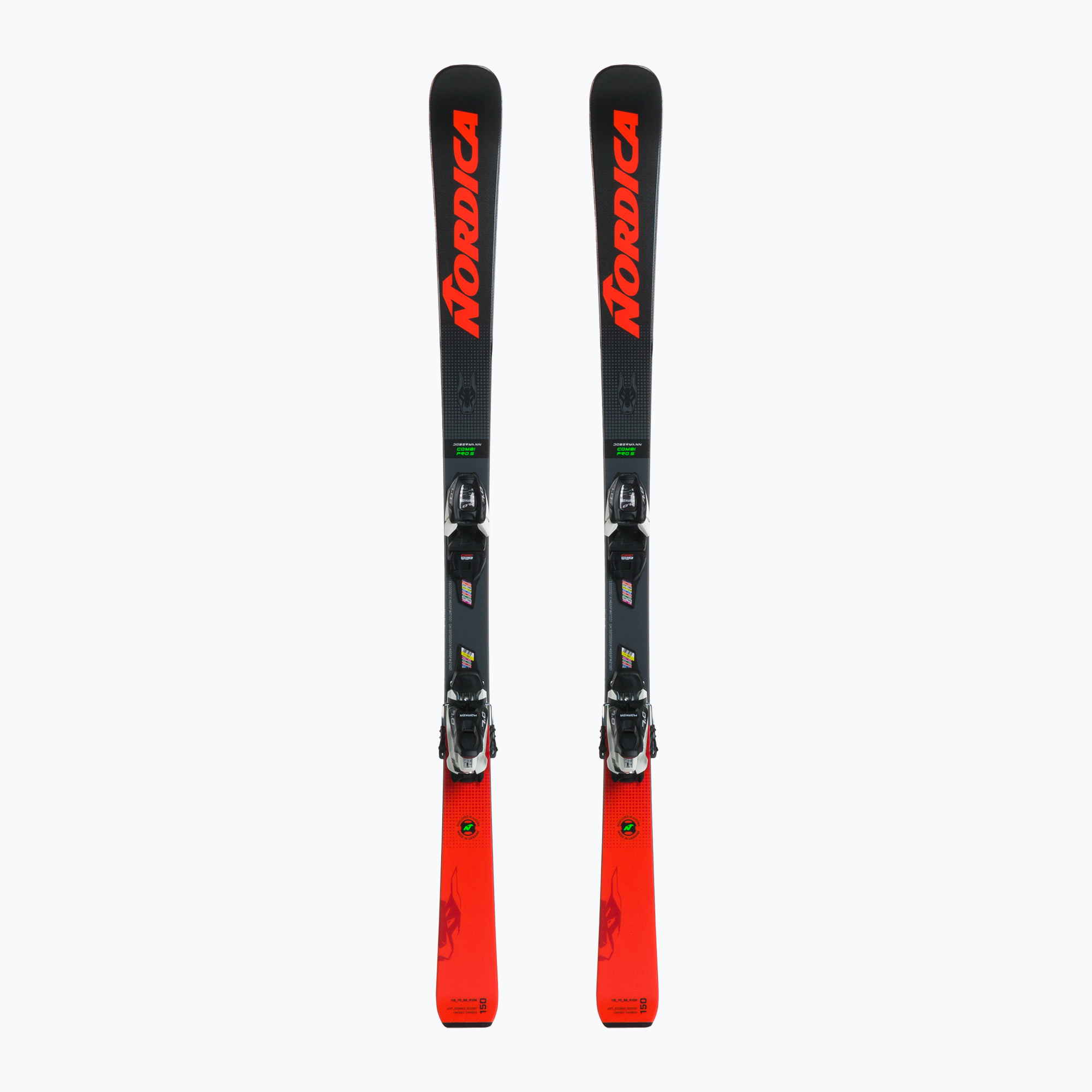 Children's downhill skis Nordica DOBERMANN Combi Pro S FDT + Jr 7.0 black/red 0A1330ME001 (130 cm)