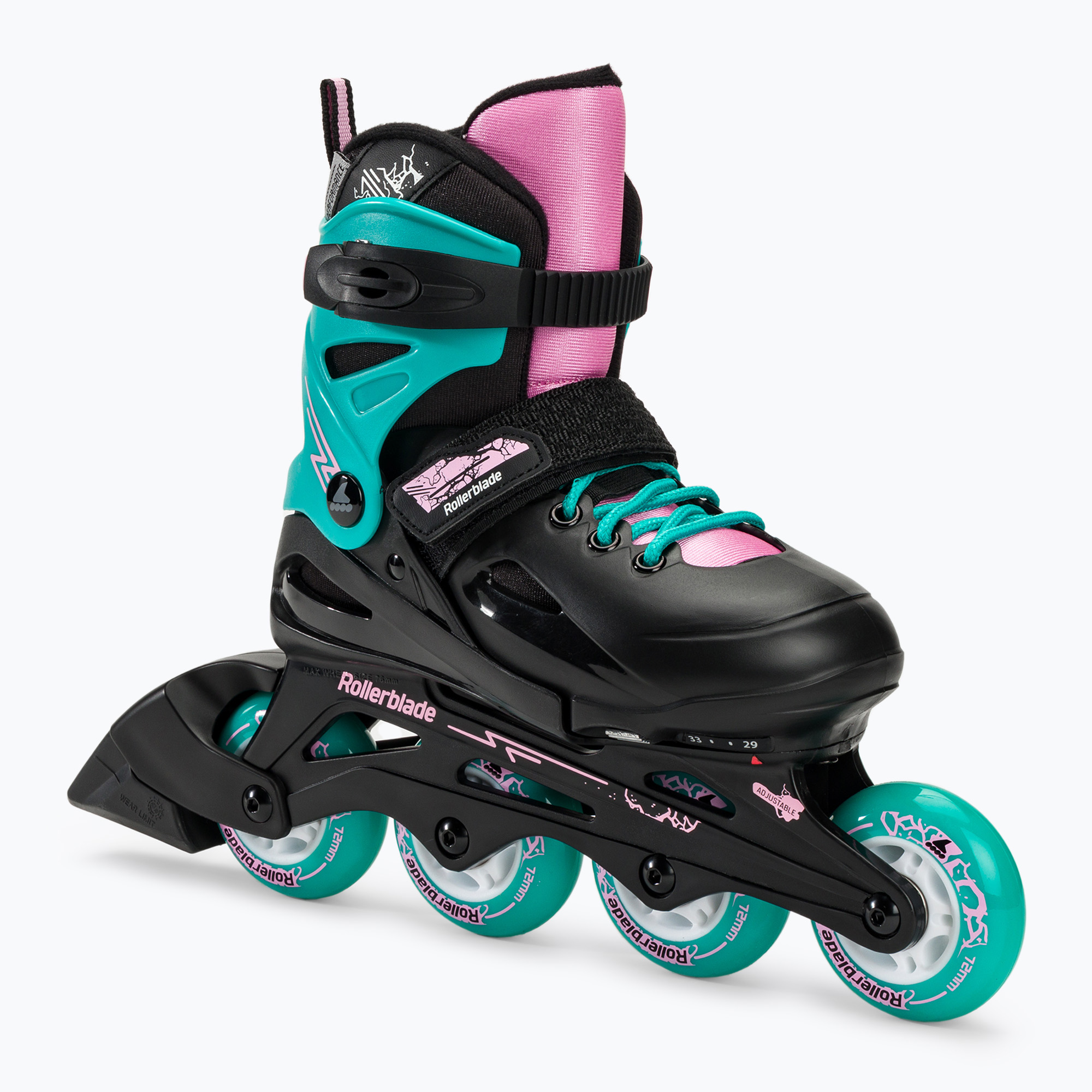 Rollerblade Fury black sea/green children's roller skates (33-38 EU)