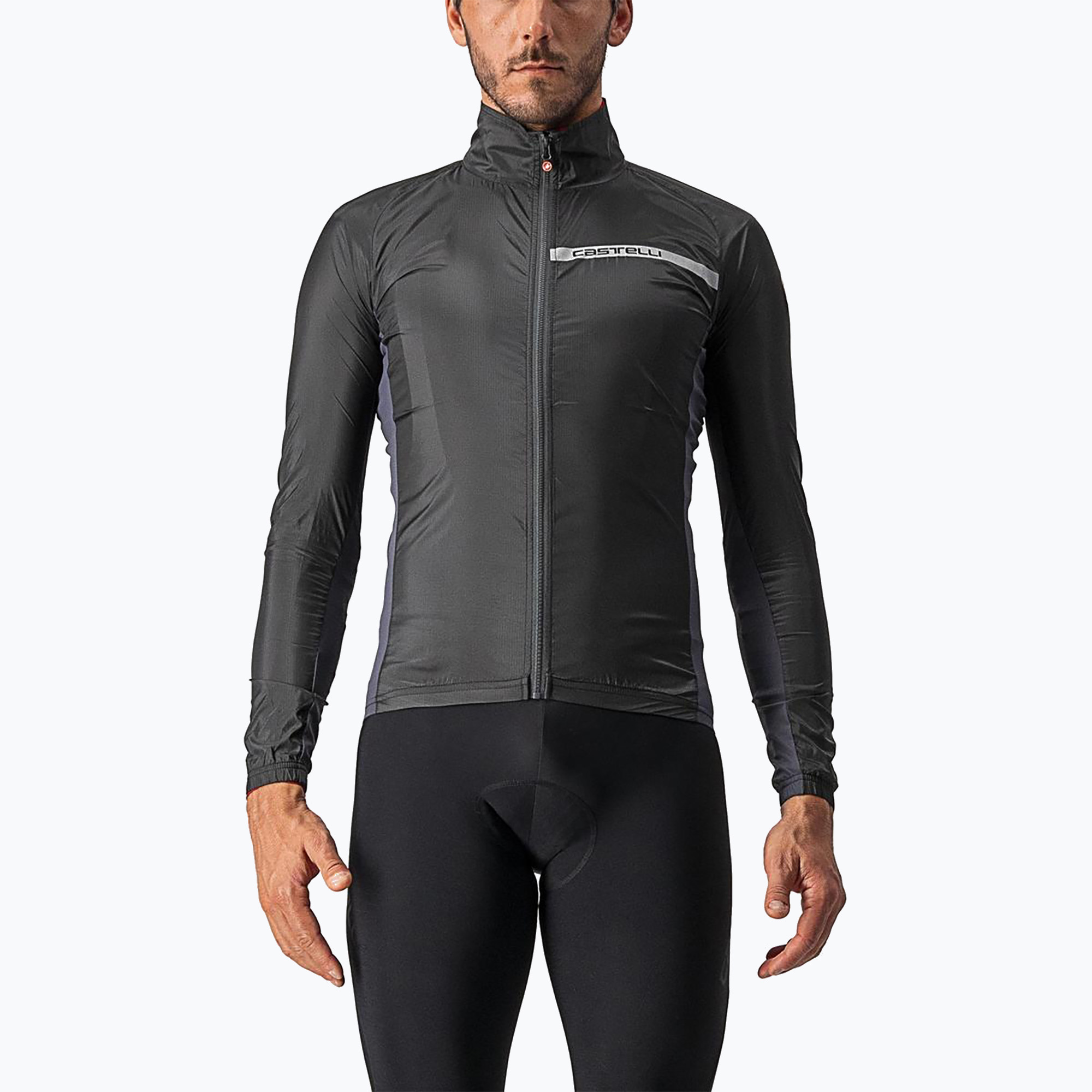 Men's Castelli Squadra Stretch light black/dark grey cycling jacket (M)