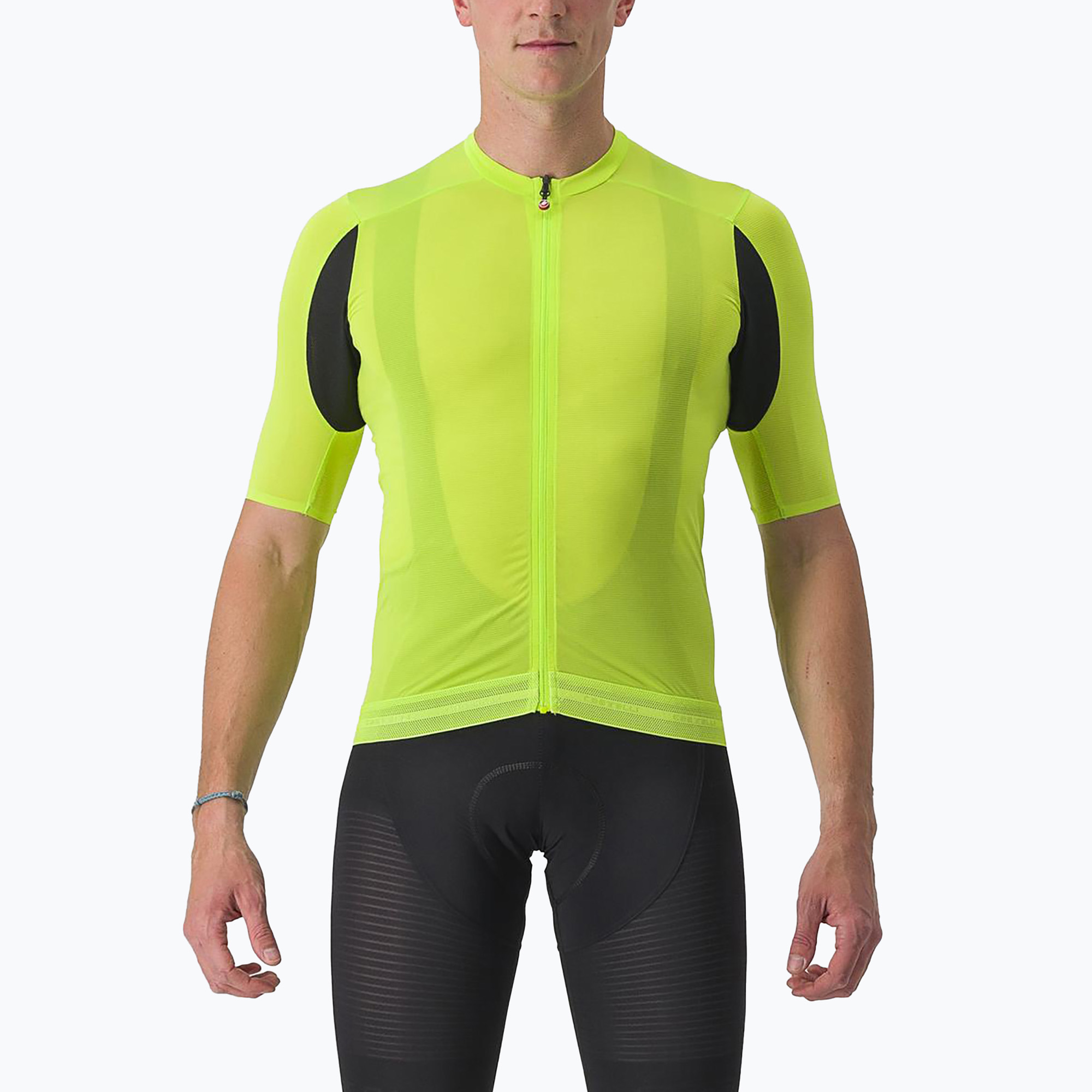 Men's Castelli Superleggera 3 electric lime cycle jersey (L)