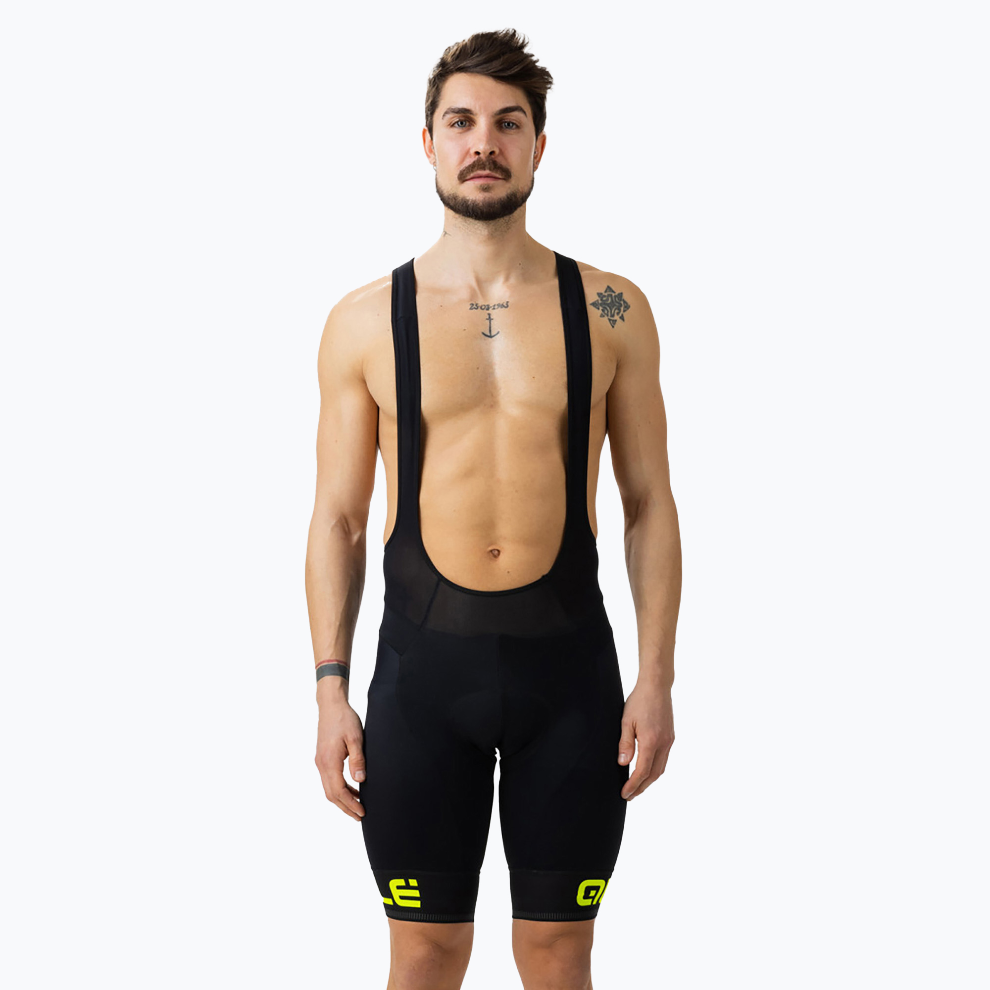 Men's Alé Corsa Bibshort cycling shorts black/yellow L13654018 (XL)