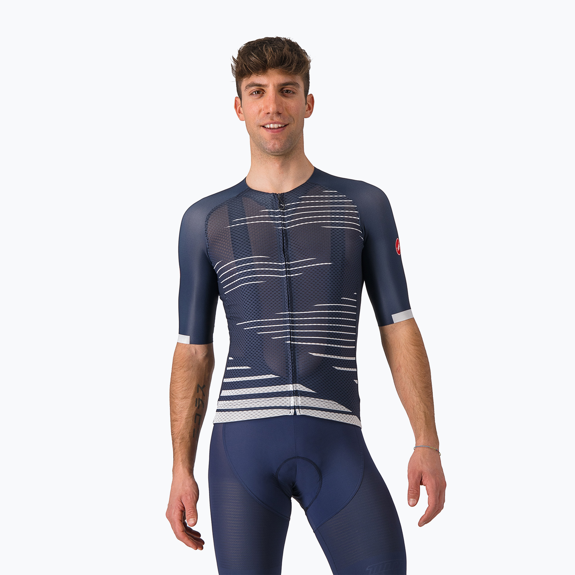 Men's Castelli Climber's 4.0 belgian blue/silver gray cycling jersey (L)