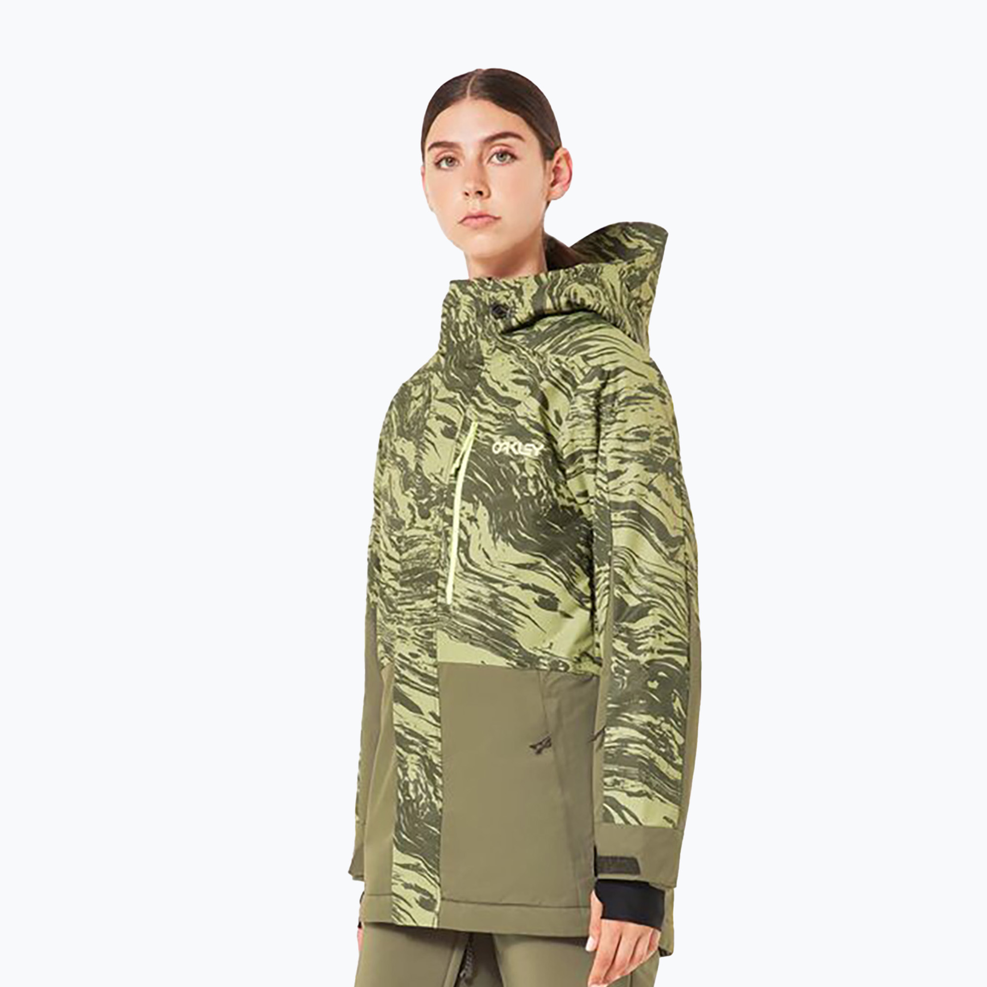 Oakley TNP TBT Insulated duality swirl dbl green women's snowboard jacket (M)