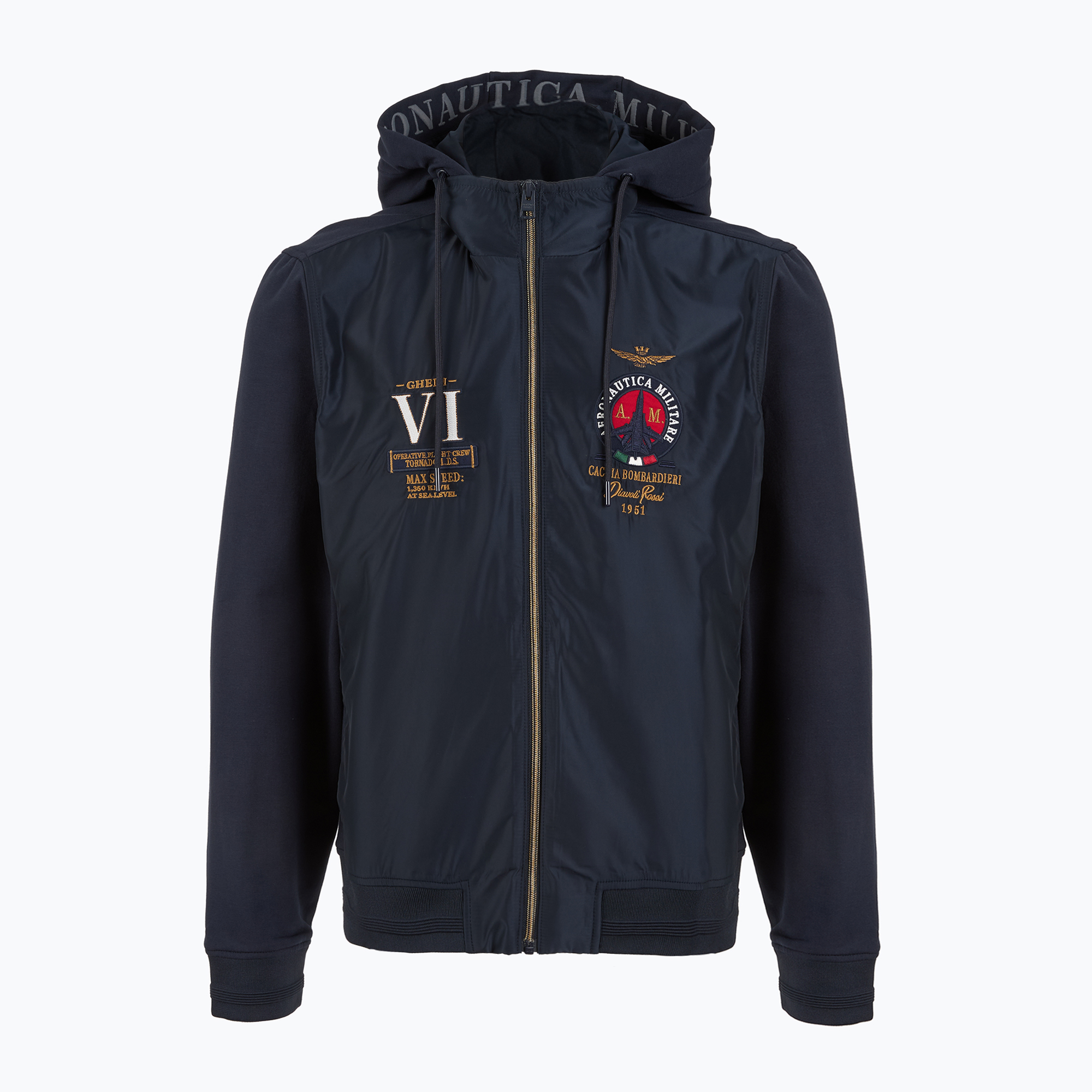 Men's sweatshirt Aeronautica Militare 251AF500F459 Cappucio blu navy (46)