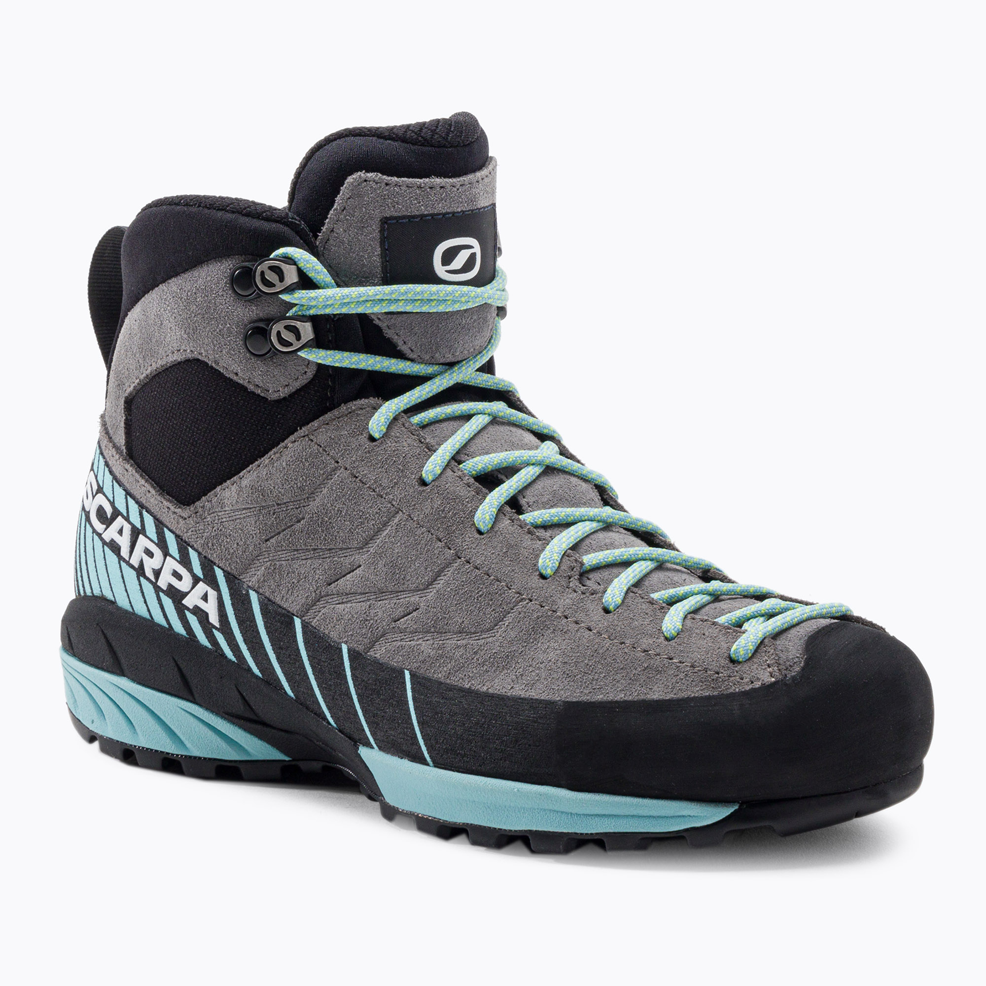 SCARPA Mescalito Mid GTX midgray/aqua women's approach shoes (37.5 EU)
