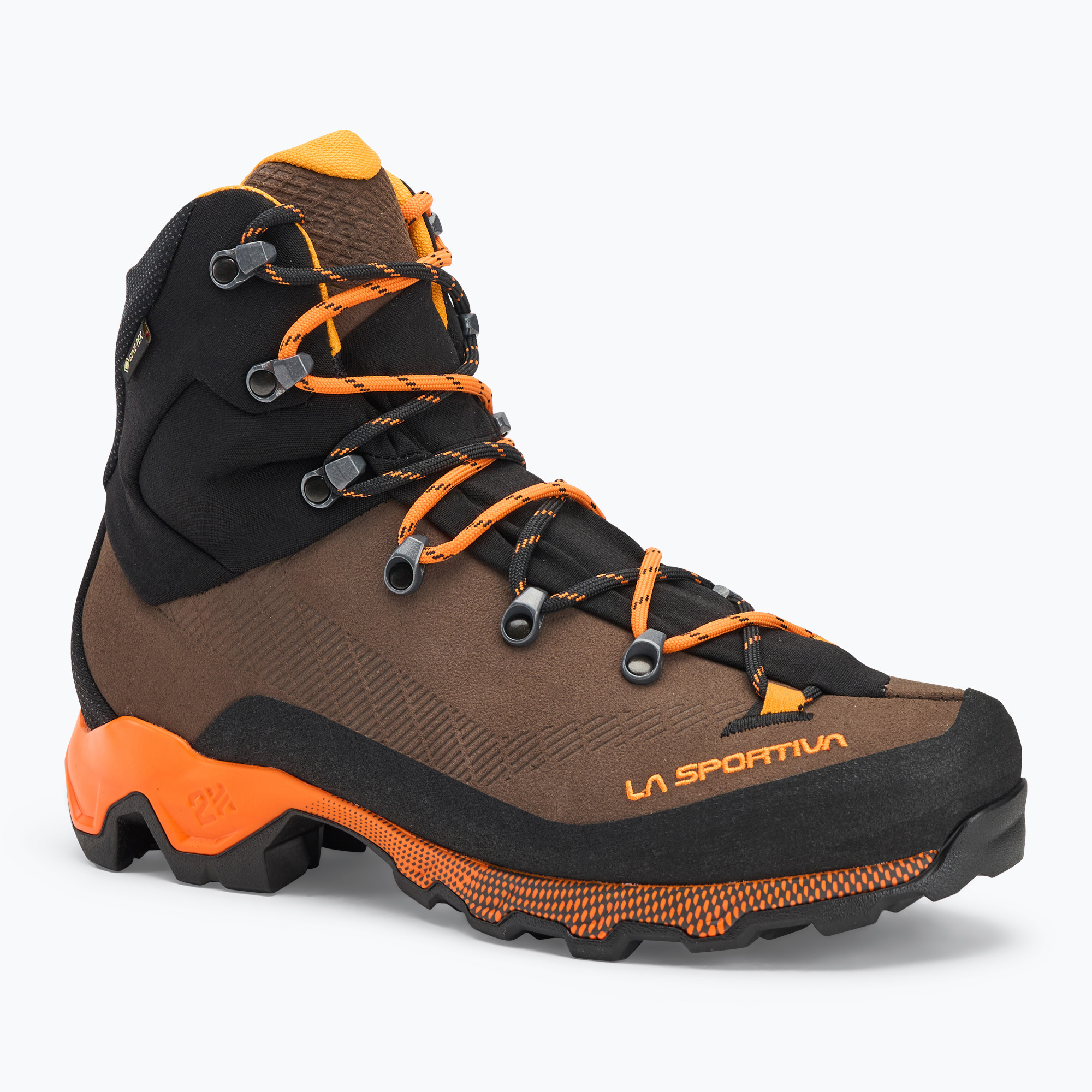 Men's mountaineering boots La Sportiva Aequilibrium Trek GTX chocolate/papaya (43.5 EU)