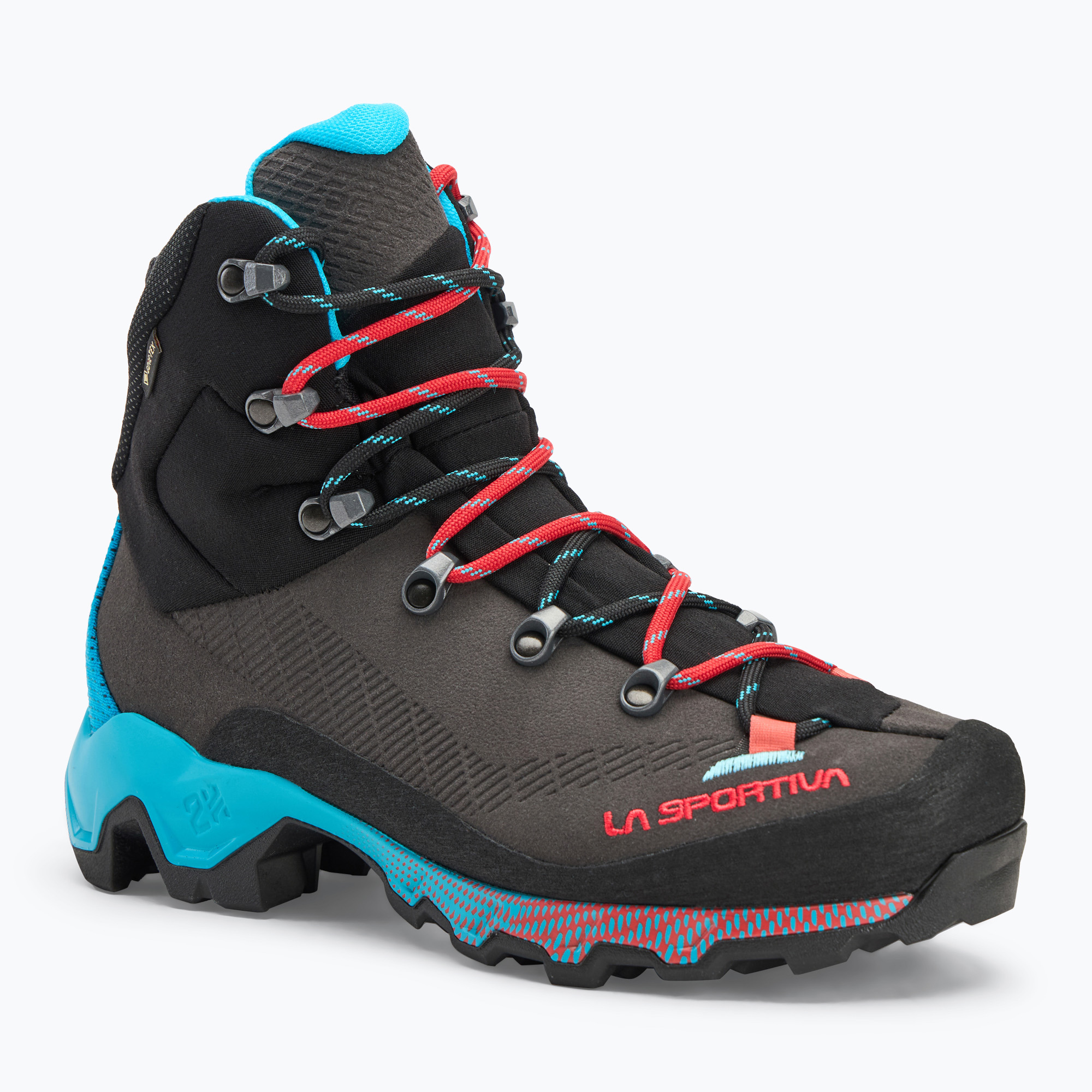 La Sportiva Aequilibrium Trek GTX carbon/ malibu blue women's high alpine boot (37.5 EU)