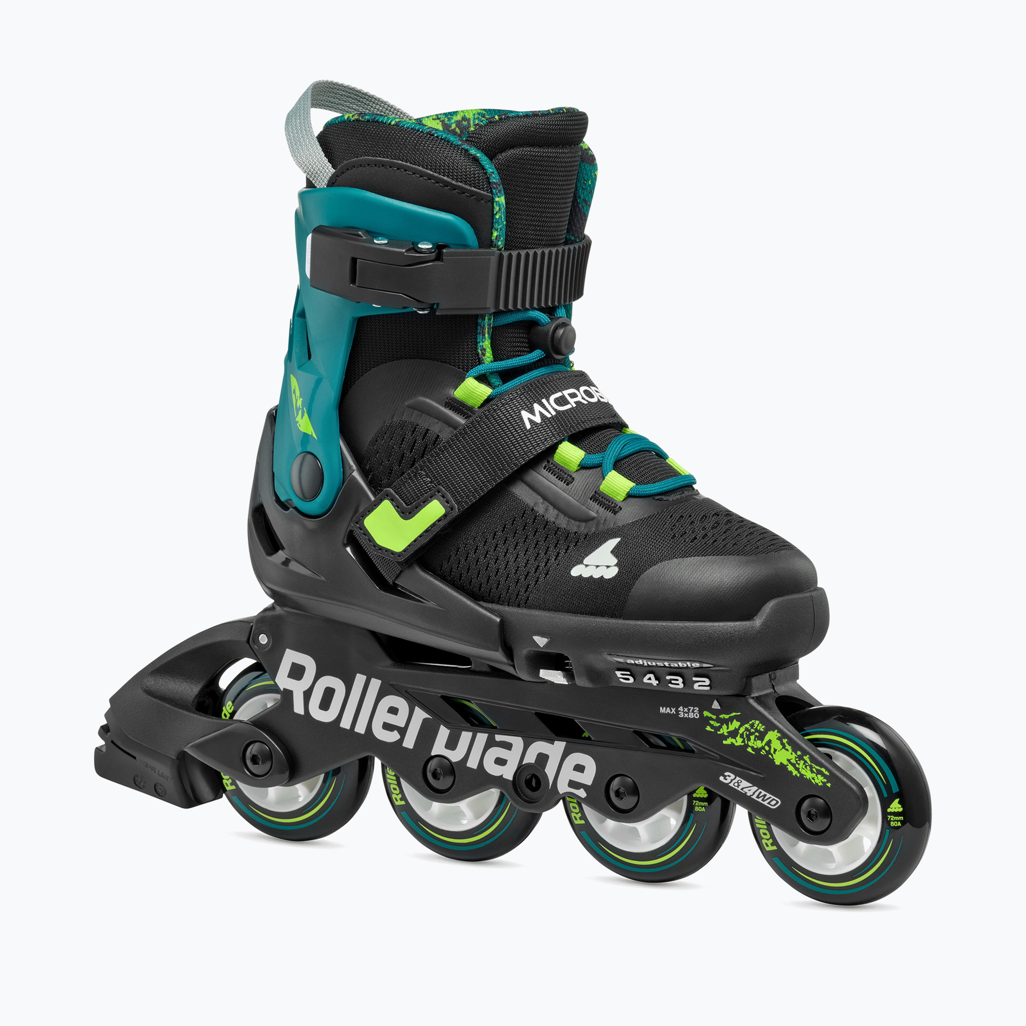 Rollerblade Microblade XT Jr children's roller skates black/petrol green (33-36.5 EU)