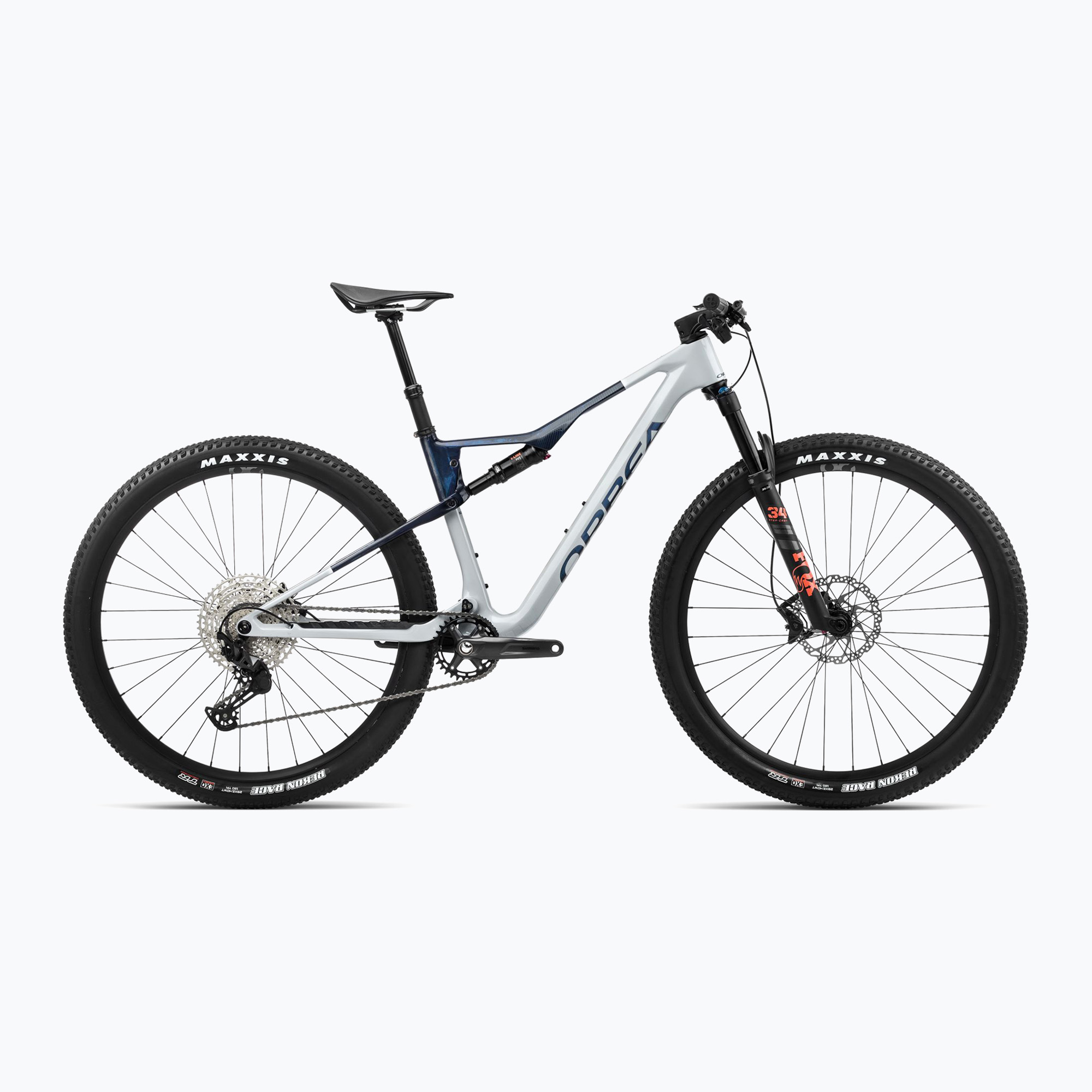 Orbea Oiz M30 2024 halo silver/blue carbon view mountain bike