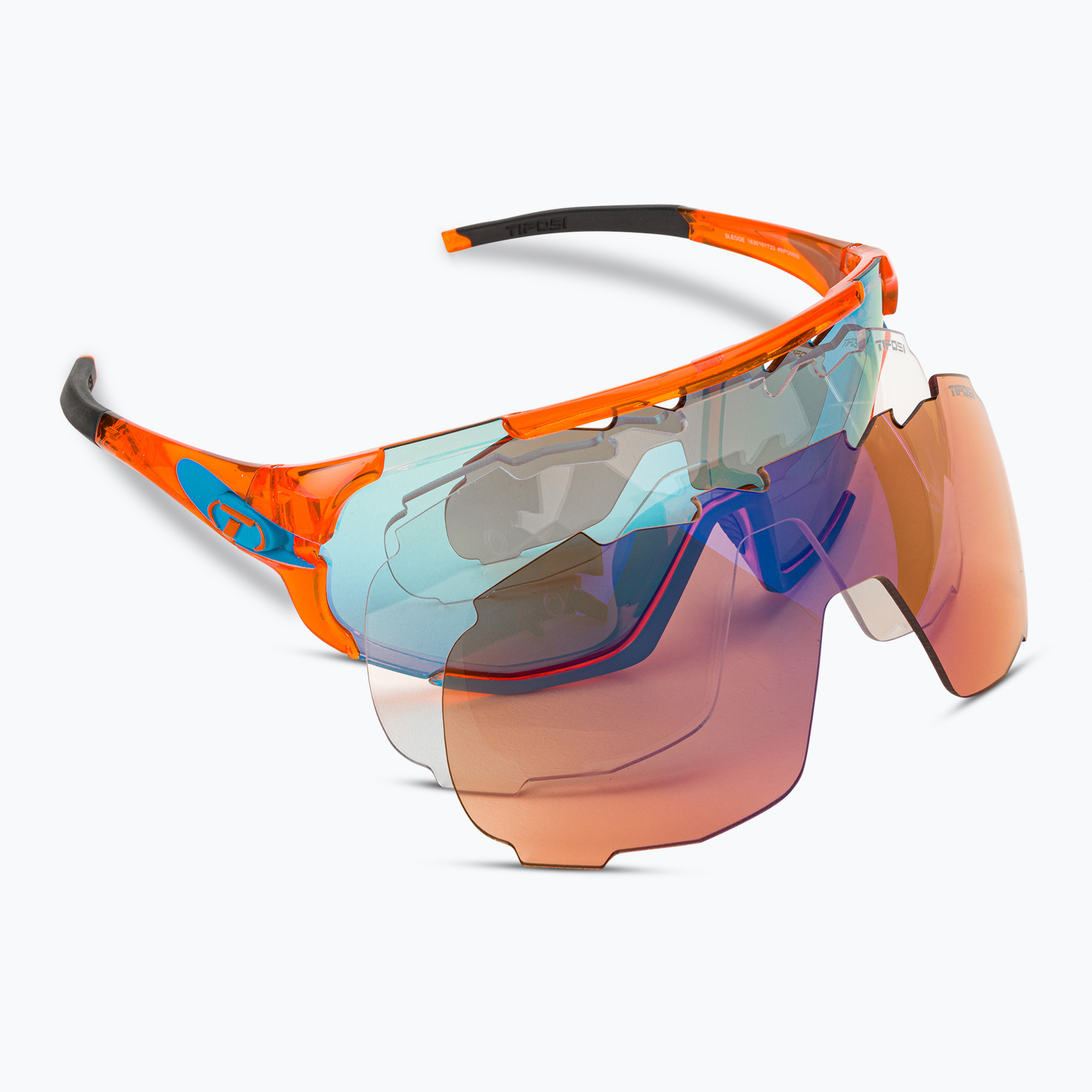 Tifosi Sledge Clarion crystal orange/clarion blue/ac red/clear cycling glasses