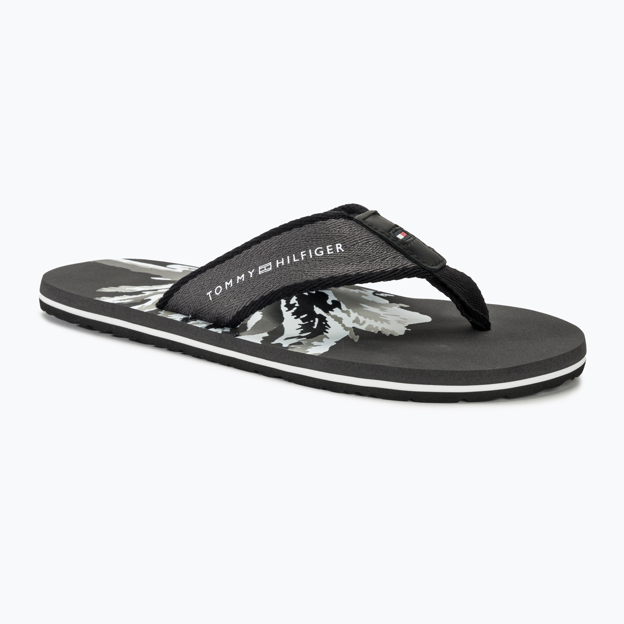 Men's Tommy Hilfiger Palm Print Beach Sandal dark ash flip flops (41 EU)