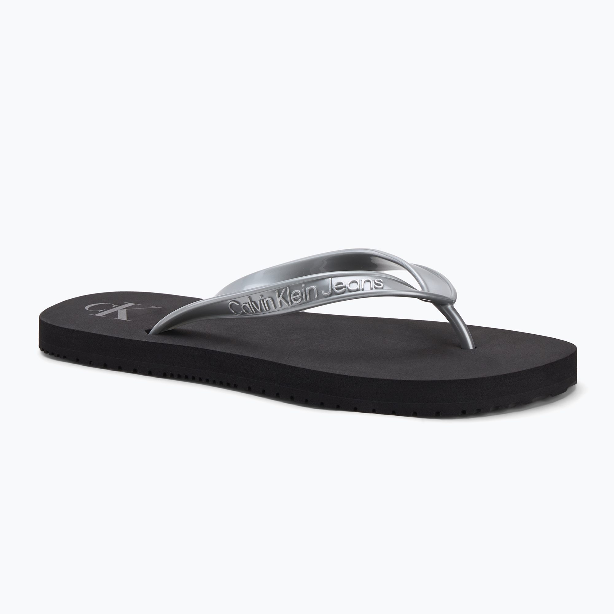 Women's Calvin Klein YW0YW01719 Beach Sandal Monologo Tpu black/silver flip flops (40 EU)