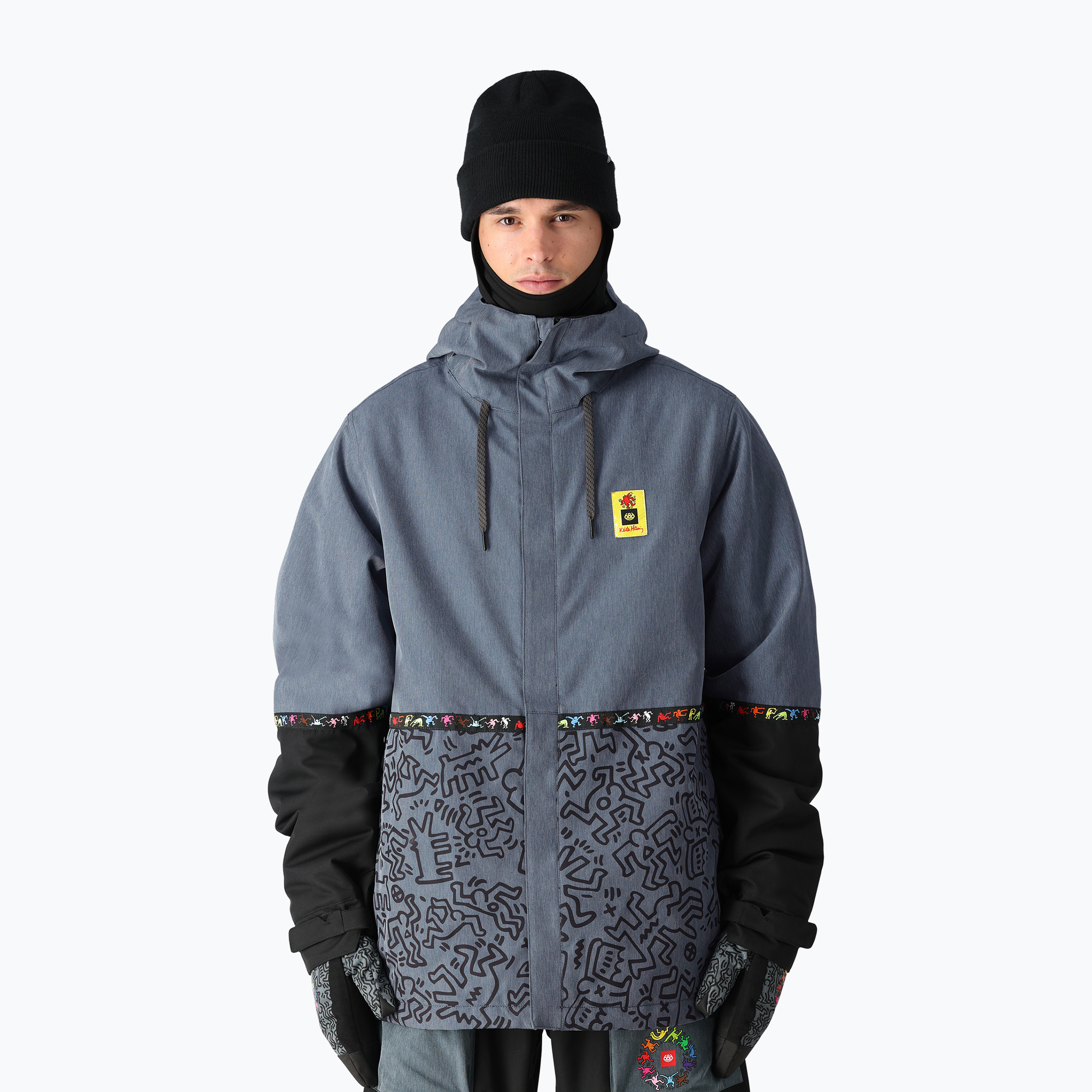 Men's 686 Foundation Insulated keith haring denim colourblock snowboard jacket