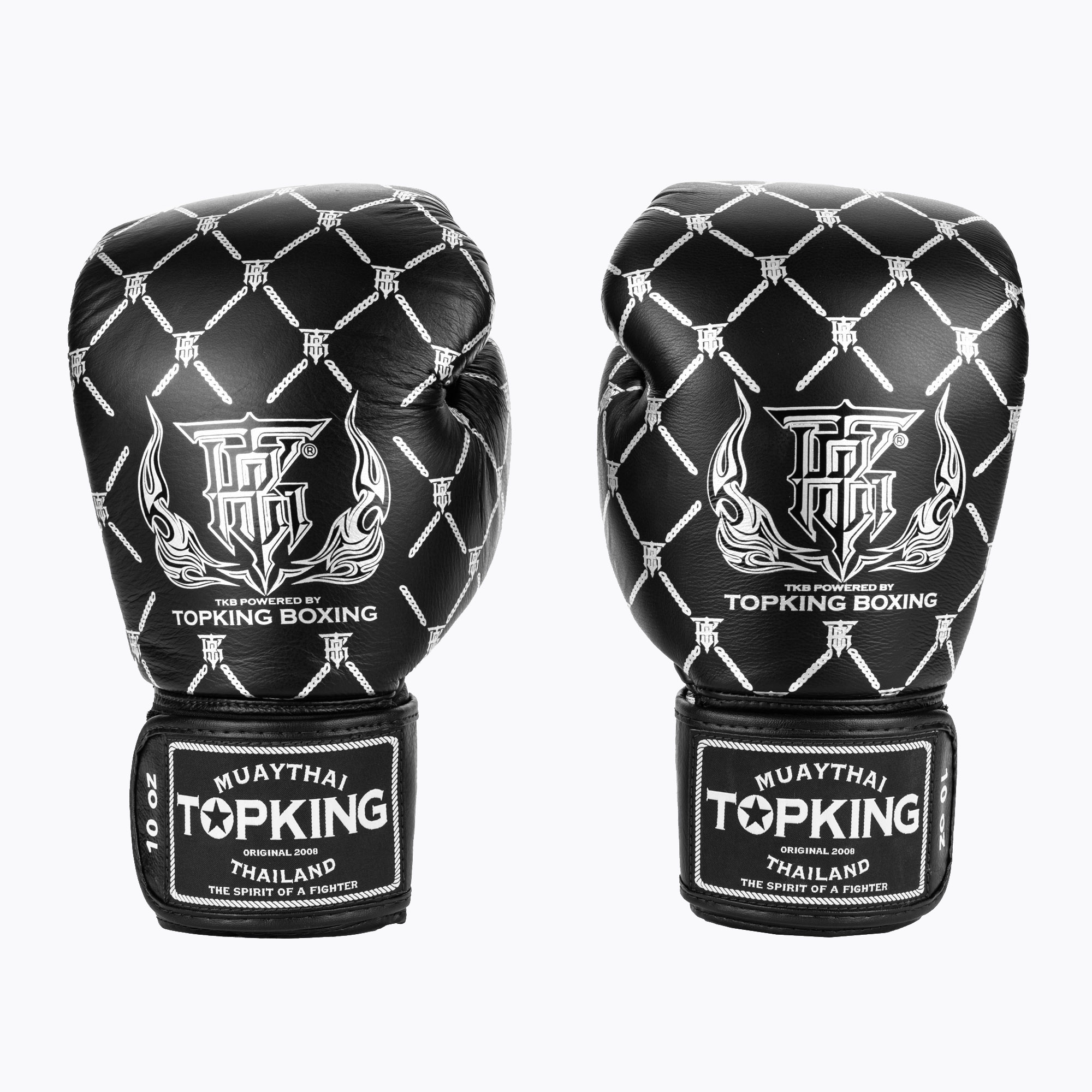 Top King Boxing Chain black/silver boxing gloves (16 oz)
