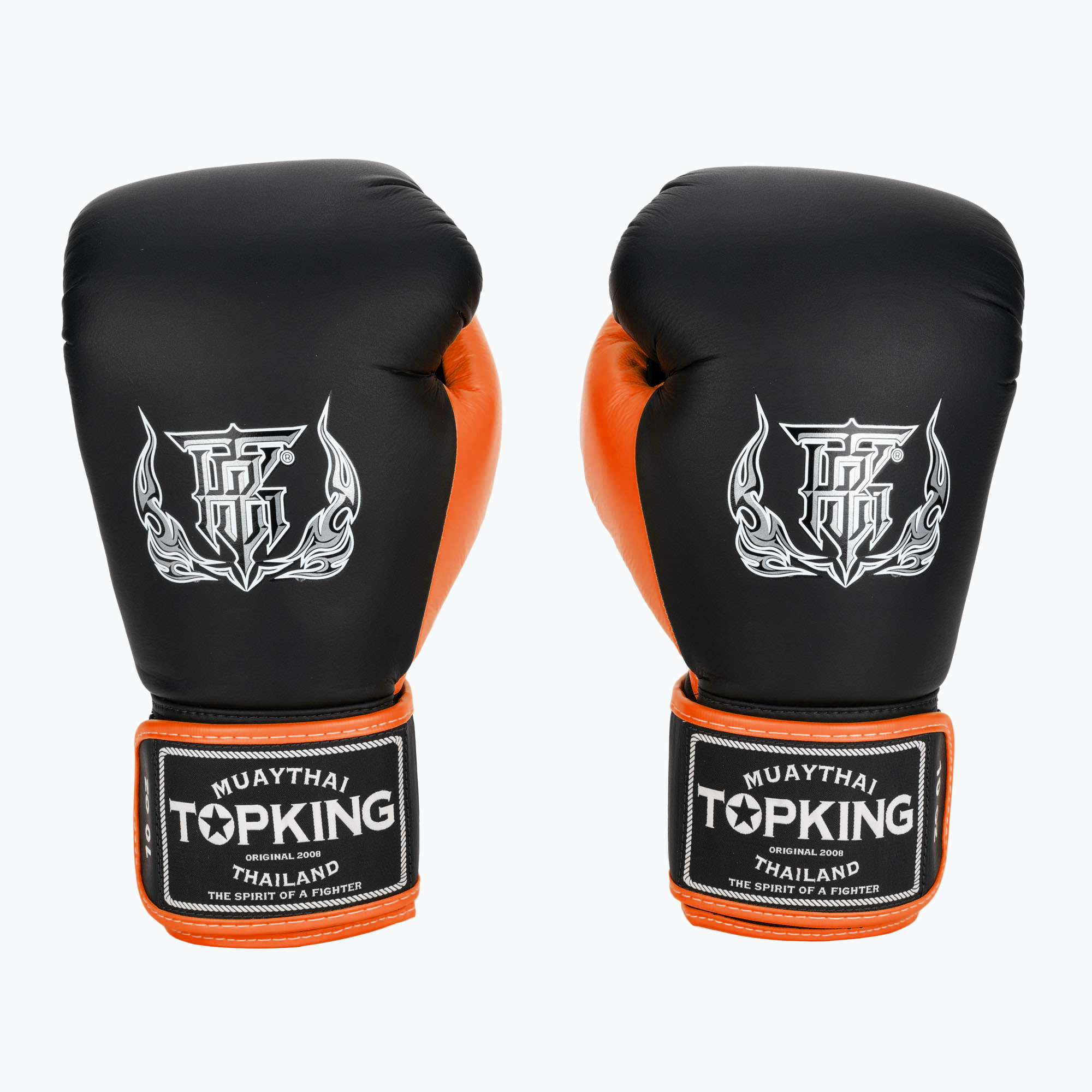Top King Reborn Boxing Gloves Semi Leather black/orange (10 oz)