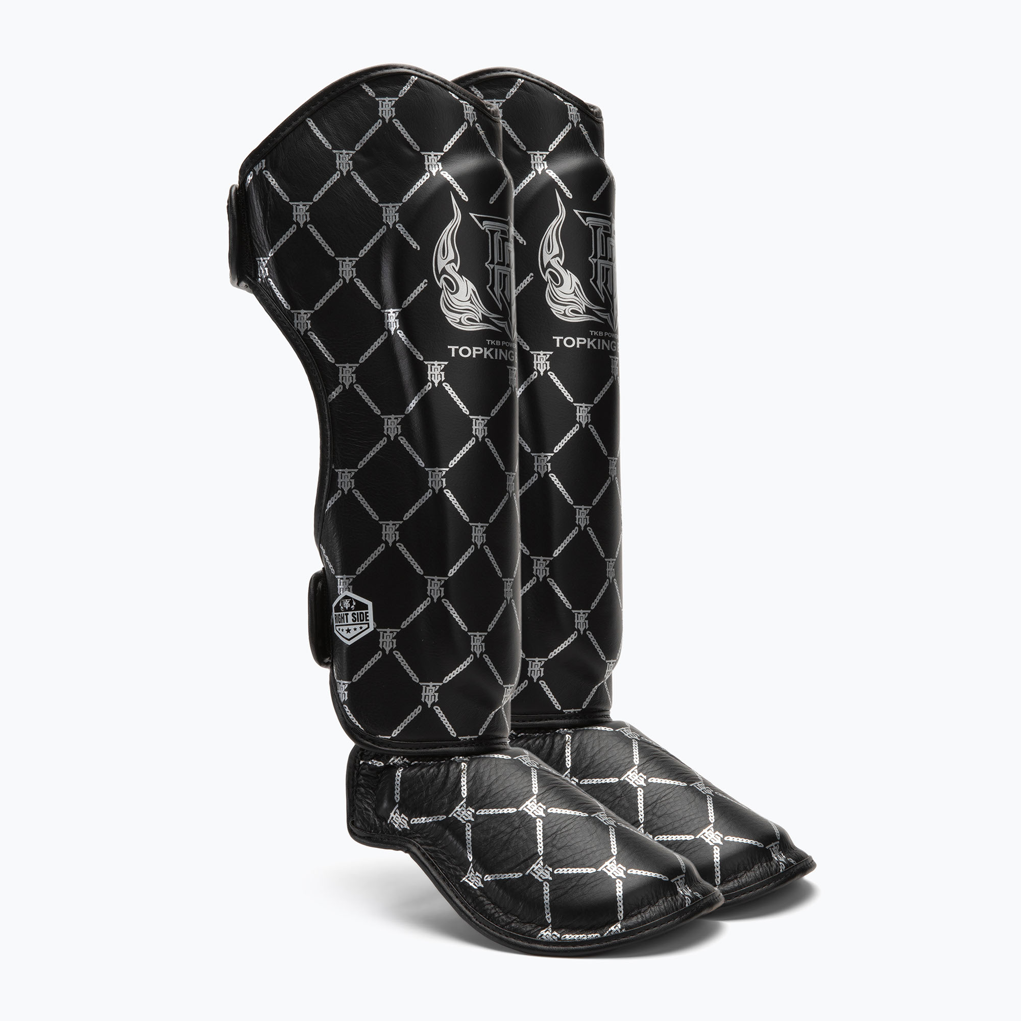 Top King Chain black/silver tibia and foot protectors (M)