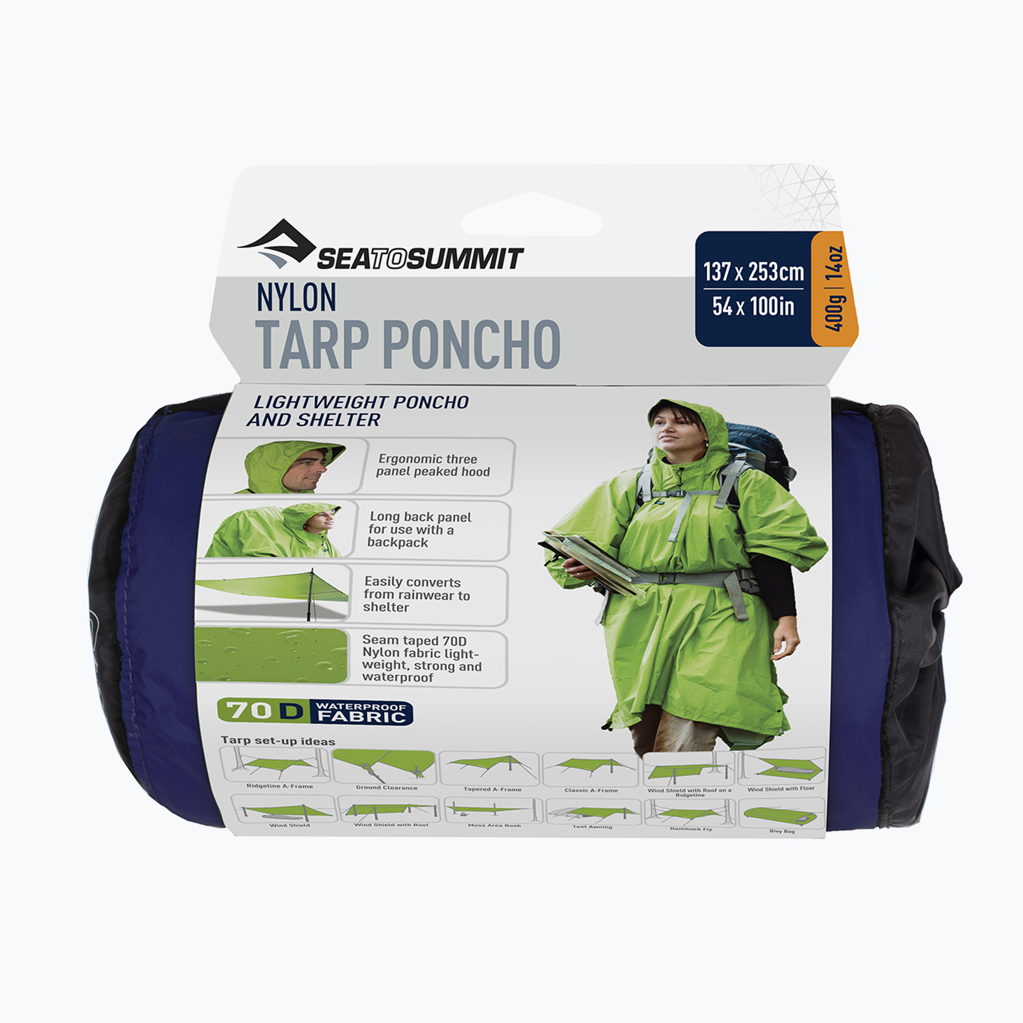 Sea to Summit Nylon Tarp rain poncho blue APONCHOBL