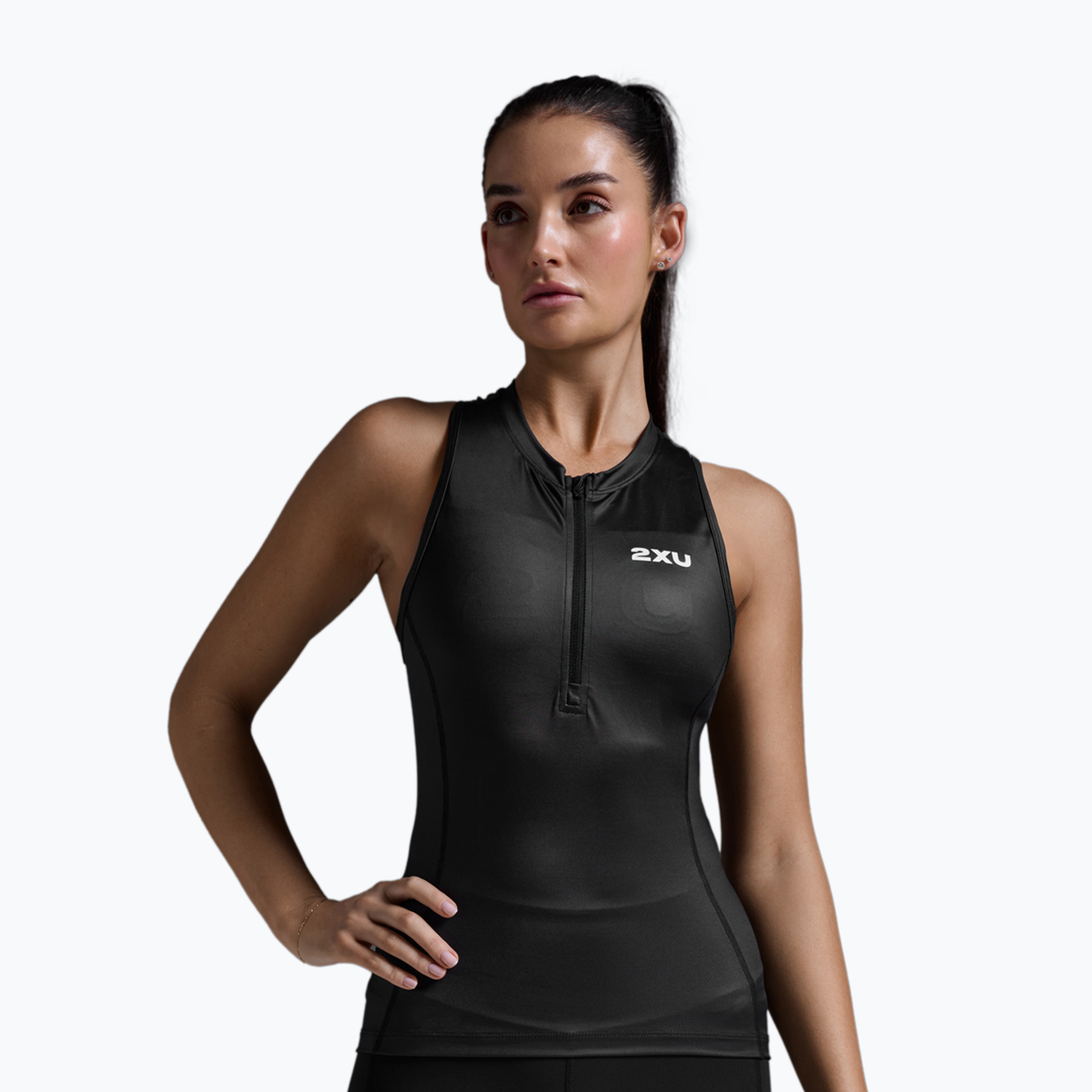 Women's cycling tank top 2XU Core Tri Tank black/white (S)