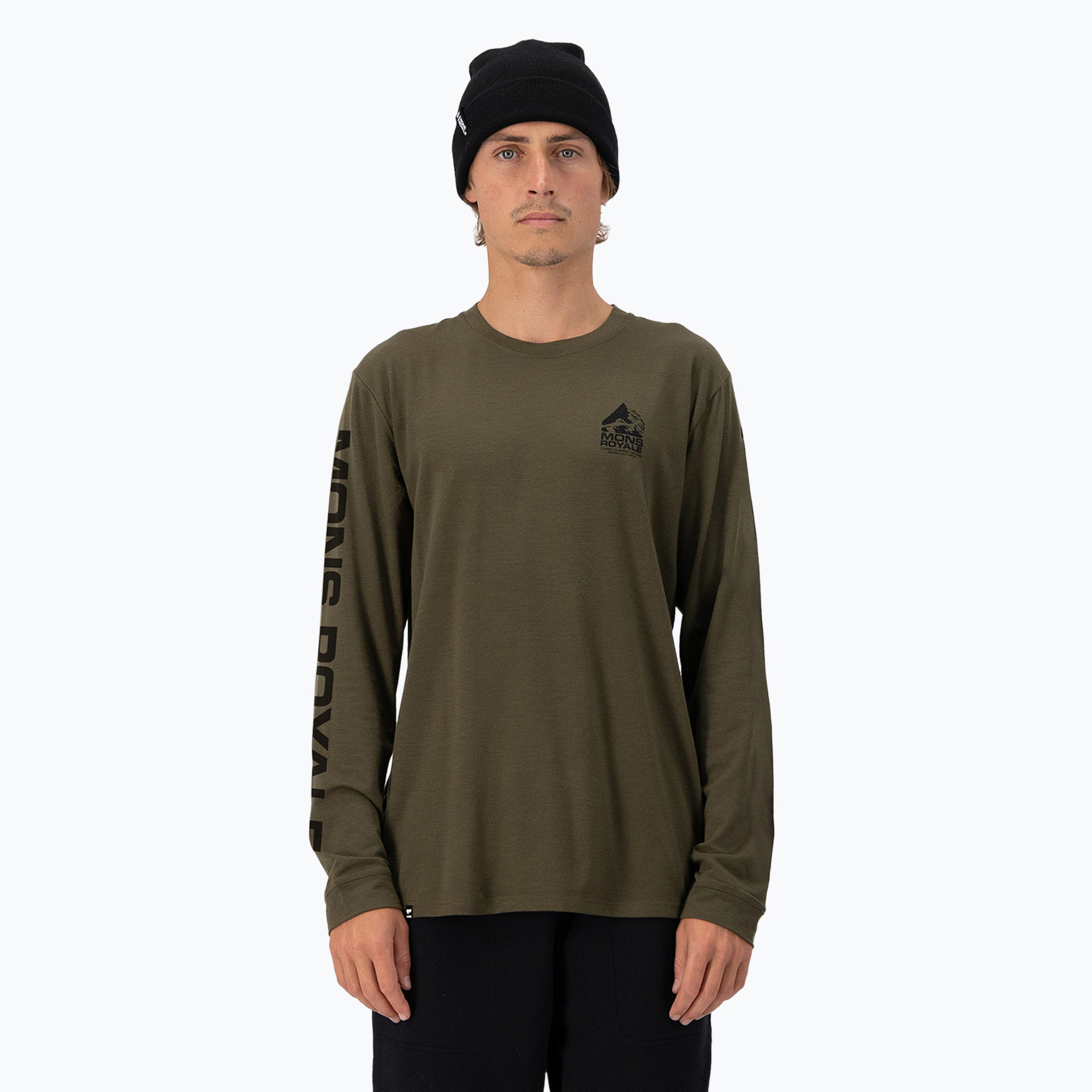 Mons Royale Icon dark olive men's thermal longsleeve (S)