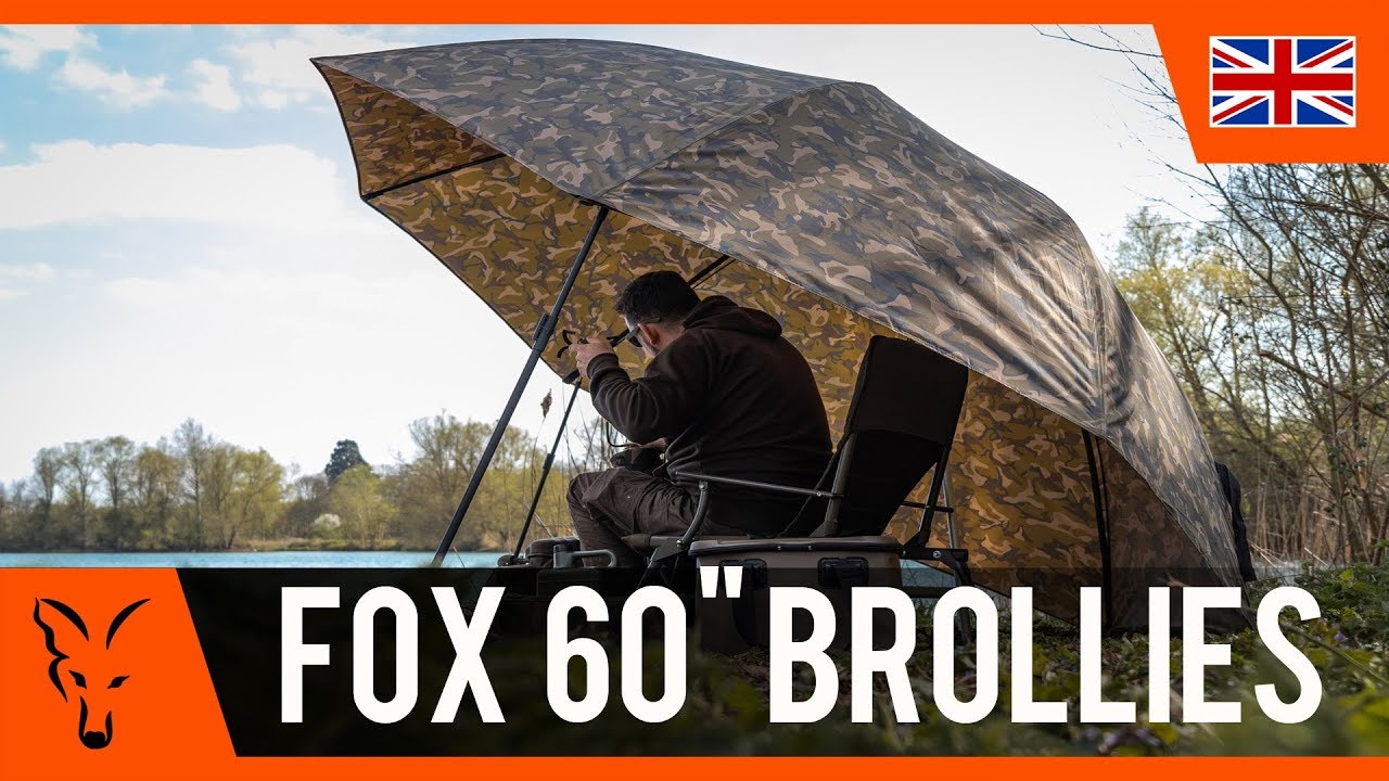 Fox International 60" Camo Brolly brown carp umbrella CUM268