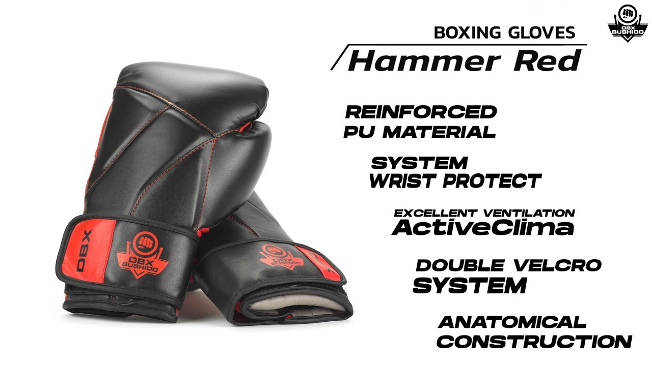 DBX BUSHIDO "Hammer - Red" Muay Thai boxing gloves black/red
