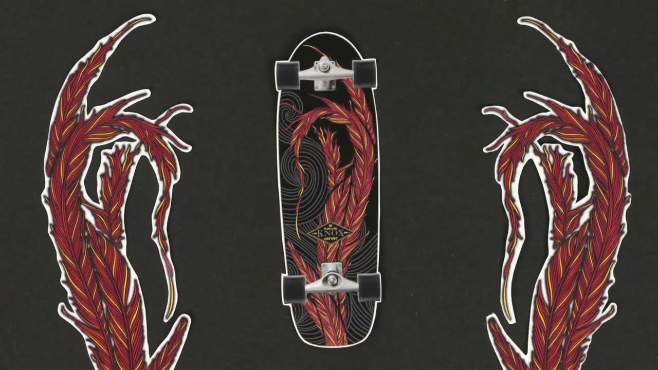 Surfskate skateboard Carver C7 Raw 31.25" Knox Phoenix 2022 Complete black and red C1013011133